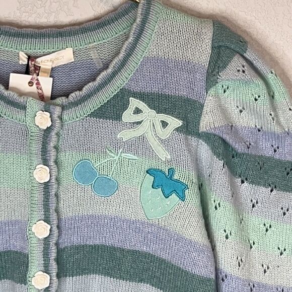 NWT LoveShackFancy Vesper Cropped Cardigan Mint Julep Multi Size Medium - Picture 4 of 16